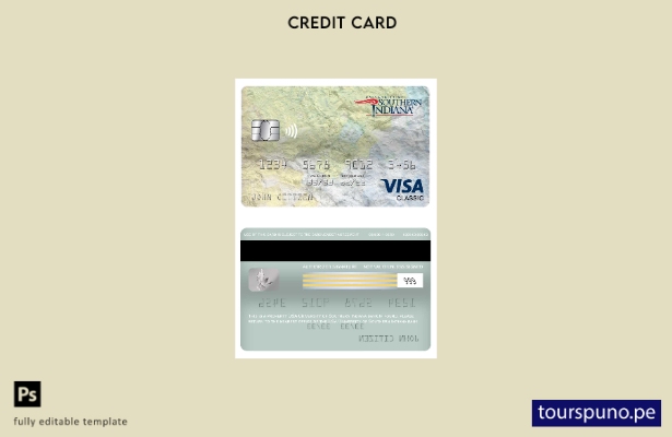 lista para imprimir plantilla de tarjeta clásica de visa bancaria de la Universi
